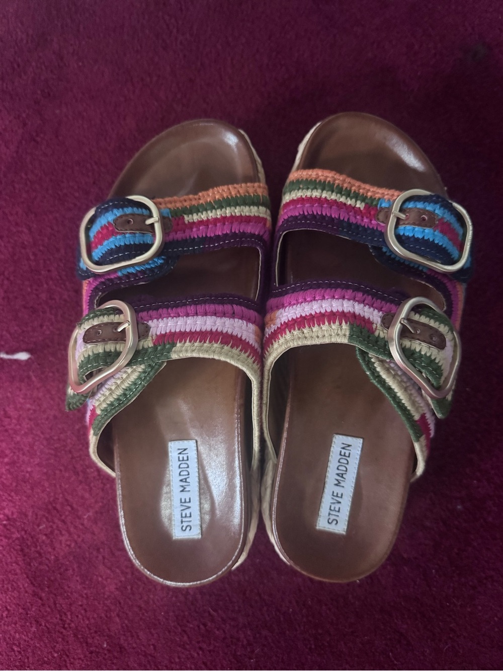 Steve Madden Multicolor Woven Espadrille Platform Mules - Picture 4 of 5
